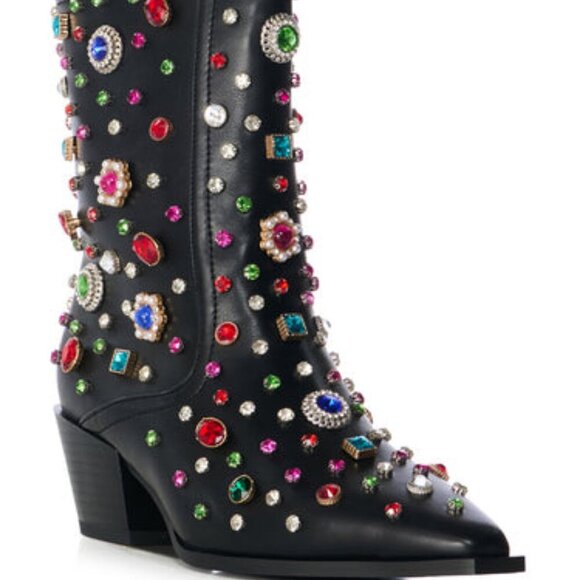 AZALEA WANG " IT'S RAINING RHINESTONES "EMBELLISHED BOOTIE IN BLACK( BRAND NEW!! - Picture 6 of 8